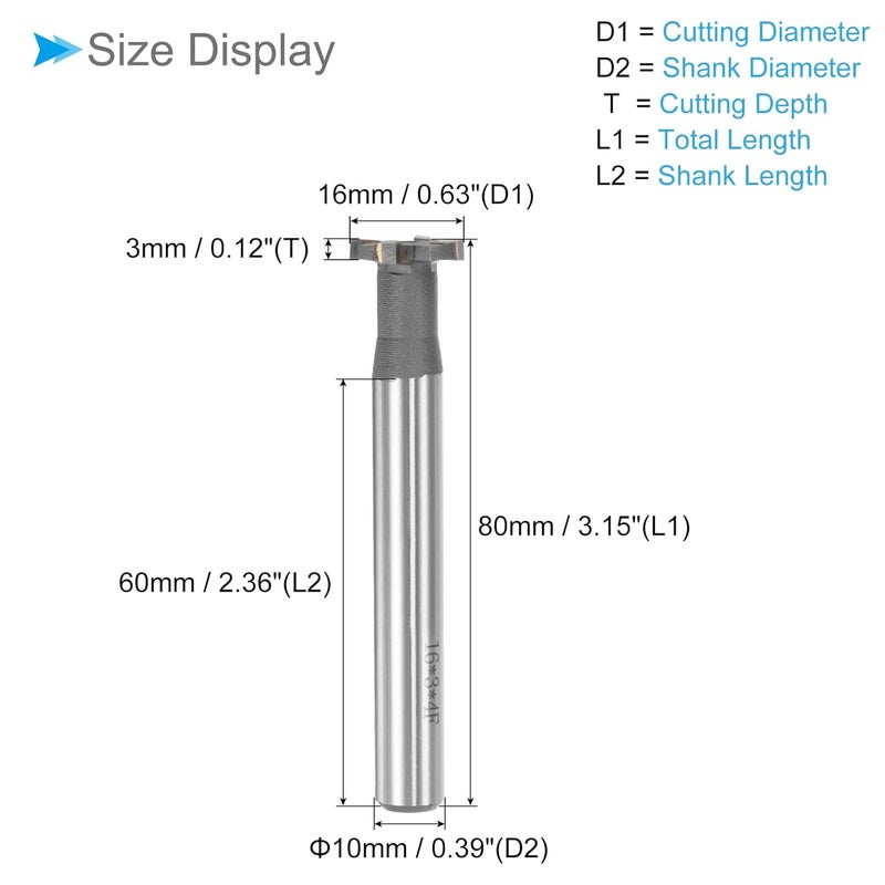 CoCud T-Slot Milling Cutters, 4 Flute, 0.6" Cutting Dia, 0.12" Depth, Tungsten Carbide Tip - Image 2